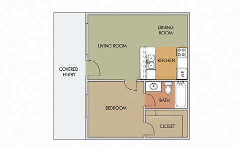Floorplan 1b 1ba 472 SF at Via Almos